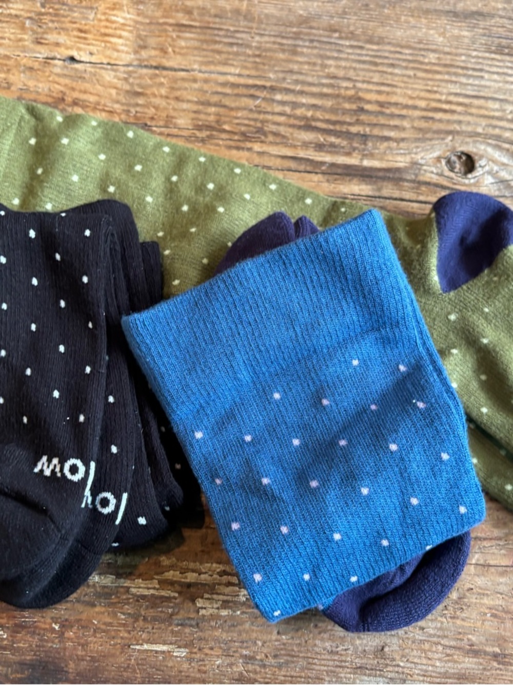 Wellow Men's Compression Polka Dot Dress Socks in Black, Blue & Olive - Picture 8 of 10